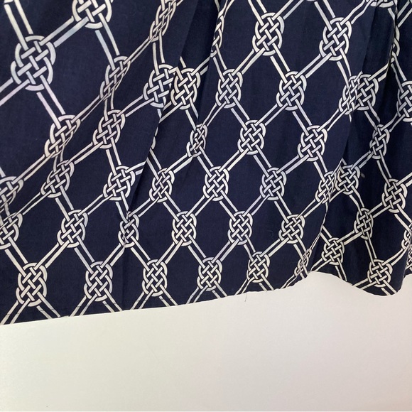 Jones New York Navy Blue & White Celtic Knot Pleated Cotton Skirt Size 8 EUC - Picture 8 of 10